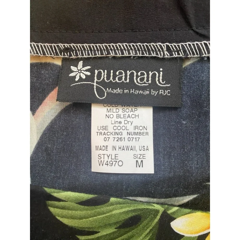 NEW Puanani Hawaiian Shirt Medium Square Neck Flutter‎ Sleeve Luau Tropical Top